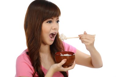 Asyalı Japon yemek yeme