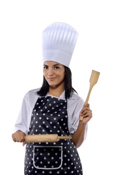 Retrato de mujer hermosa Chef — Foto de Stock