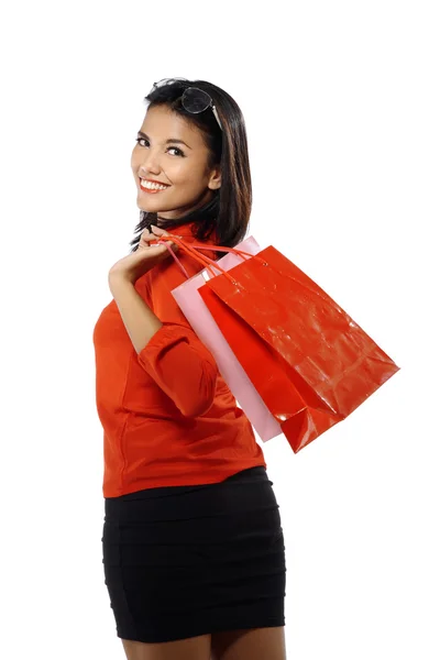 Donna con shopping bags — Foto Stock