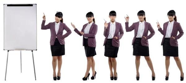 Set of images of young attractive business woman standing with a — Stock Photo, Image