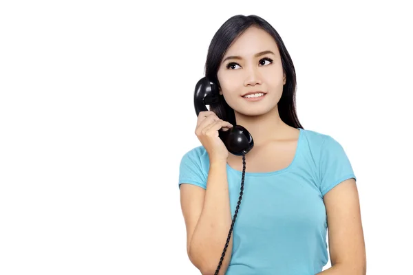 Attractive Young Adult Female Talking On Telephone — Stock Photo, Image