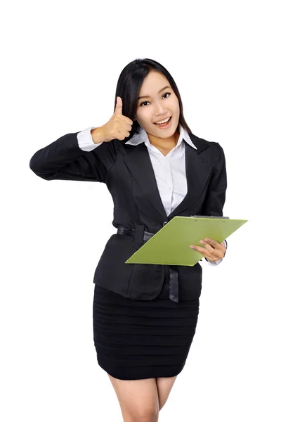 Mulher de negócios confiante em terno preto . — Fotografia de Stock