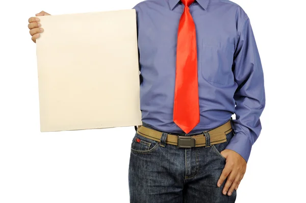 Männliche Hand hält eine quadratische Leinwand — Stockfoto