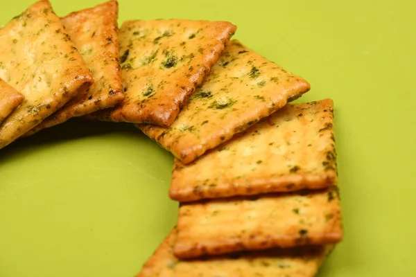 Biscuits On Green Bowl — Stock Photo, Image