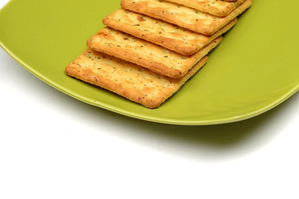 Biscotti sulla ciotola verde — Foto Stock