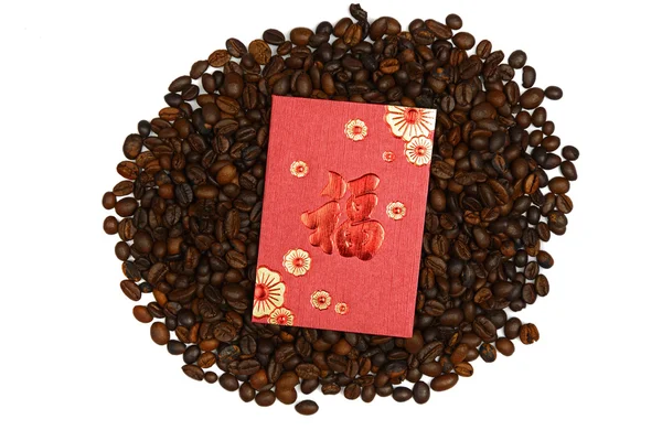 Chinese Ang Pao And Coffee Bean — Stock Photo, Image