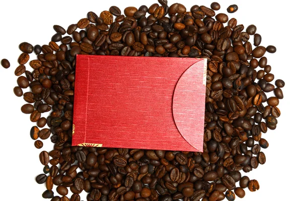 Chinese ang pao en koffie bean — Stockfoto