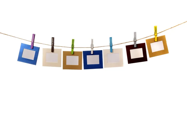 Color Frames Hanging With Name Day Cloths Pin — Stock Photo, Image