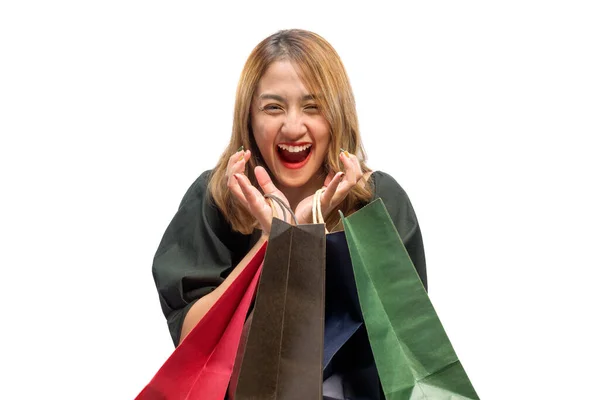 Ázsiai Szállító Bevásárló Táskák Elszigetelt Fehér Háttér — Stock Fotó