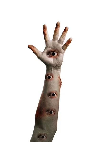 Zombie Mãos Com Muitos Olhos Isolados Sobre Fundo Branco — Fotografia de Stock