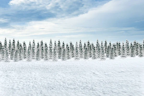 Árboles Abeto Nevado Con Fondo Cielo Azul — Foto de Stock