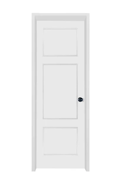 Białe Drewniane Drzwi Izolowane Białym Tle — Zdjęcie stockowe