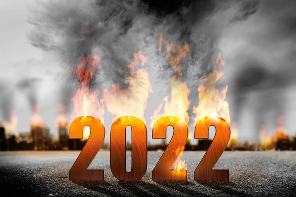 2022 Sur Les Incendies Avec Fond Dramatique Bonne Année 2022 — Photo