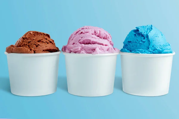 Variation Ice Cream Taste Bowl Colored Background — 图库照片