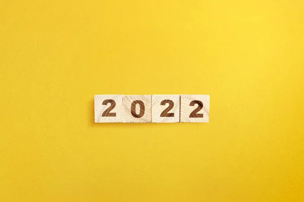 2022 Dřevěné Kostce Šťastný Nový Rok 2022 — Stock fotografie