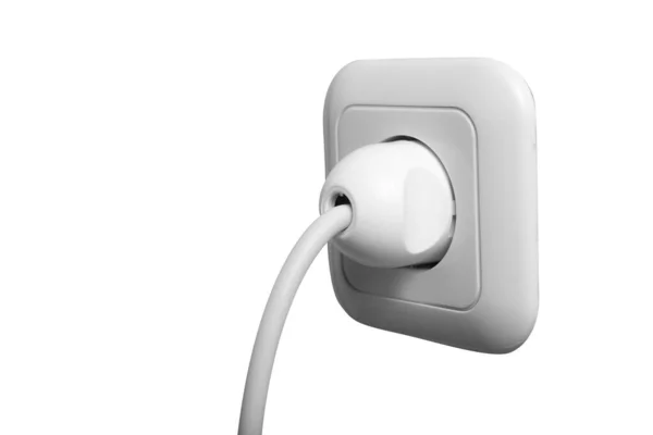 Electric Plug White Power Socket Isolated White Background — Stock Photo, Image