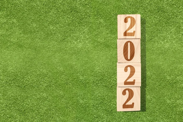 2022 Cubo Madera Feliz Año Nuevo 2022 —  Fotos de Stock