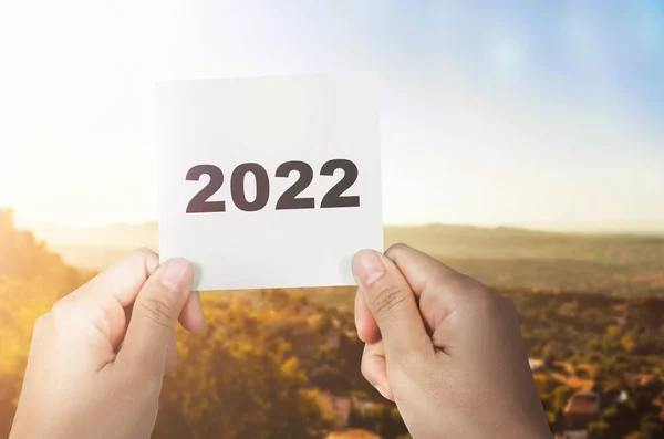 Mano Sosteniendo 2022 Feliz Año Nuevo 2022 — Foto de Stock