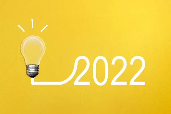 2022 Light Bulb Happy New Year 2022 — Stok fotoğraf
