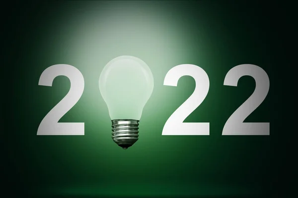 2022 Light Bulb Happy New Year 2022 — Stok fotoğraf