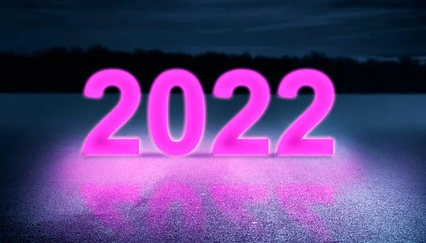 Πολύχρωμο 2022 Φόντο Νύχτα Καλή Χρονιά 2022 — Φωτογραφία Αρχείου