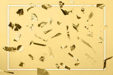 Golden confetti with colored background