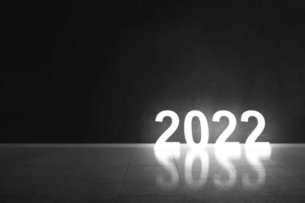 2022 Black Wall Background Happy New Year 2022 — Foto Stock