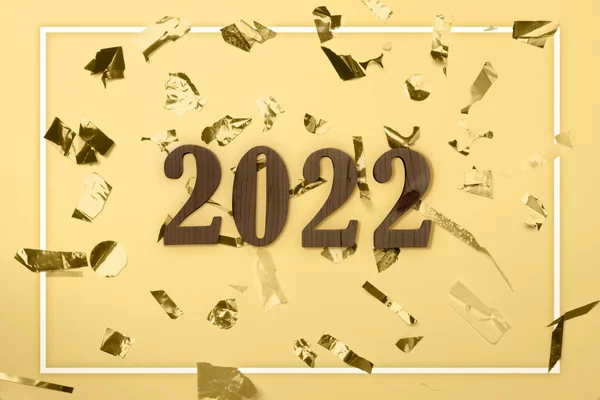 コンフェッティの経歴を持つ2022年 2022年あけましておめでとう — ストック写真