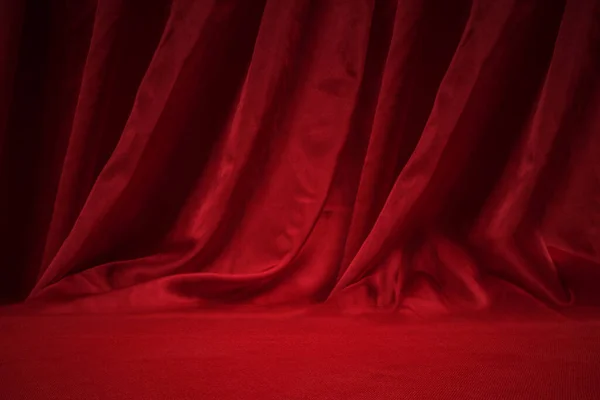 Closeup View Red Curtain Background — 图库照片