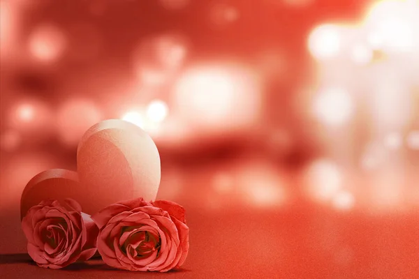 Heart Rose Blurred Light Background Valentines Day — ストック写真