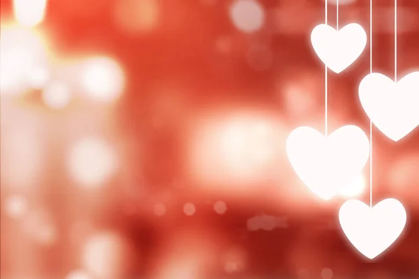 Heart Hanging Blurred Light Background Valentines Day — стоковое фото