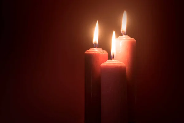 Burning Red Candle Dark Background — Stock Photo, Image