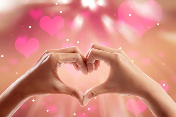 Portrait Human Hands Making Shape Heart Valentines Day — Stock Photo, Image