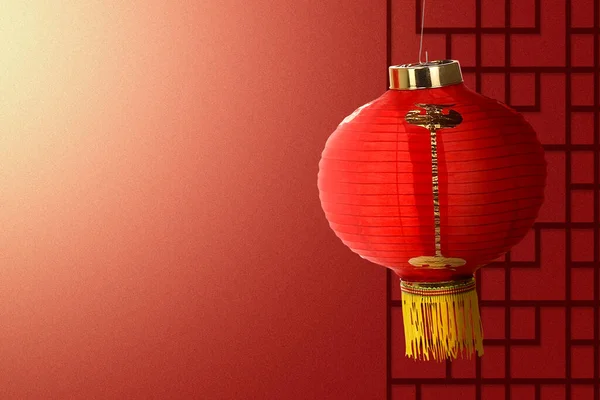 Κινέζικα Φανάρια Κρέμονται Έγχρωμο Φόντο Καλή Κινέζικη Πρωτοχρονιά — Φωτογραφία Αρχείου