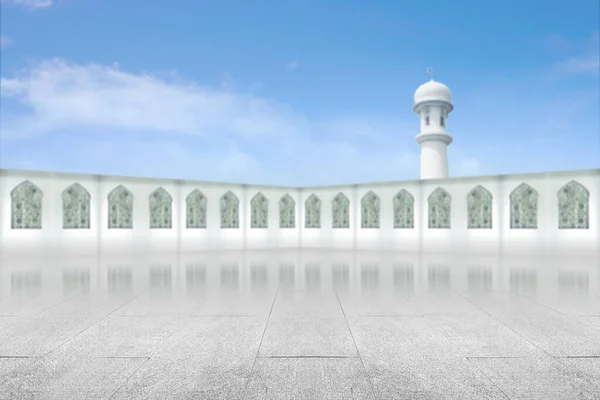 Vue Intérieur Mosquée Avec Beau Motif Sur Mur Blanc — Photo