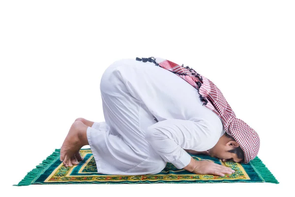 Keffiyeh Müslüman Bir Adam Beyaz Arka Planda Izole Edilmiş Bir — Stok fotoğraf