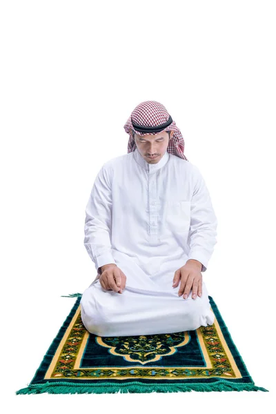 Uomo Musulmano Con Keffiyeh Con Agal Posizione Preghiera Salat Sul — Foto Stock