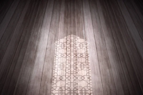 Γκρο Πλαν Άποψη Του Ξύλινου Δαπέδου Σκιά Του Τζαμιού Στο — Φωτογραφία Αρχείου
