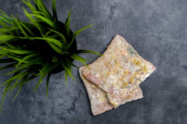 Siyah arkaplanda küflü ekmek dilimi 