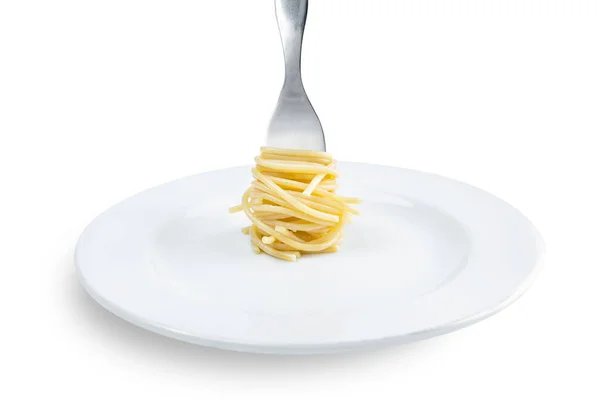 Espaguetis Sobre Tenedor Aislado Sobre Fondo Blanco — Foto de Stock