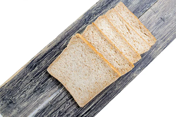 Chleb Krojony Desce Izolowany Białym Tle — Zdjęcie stockowe