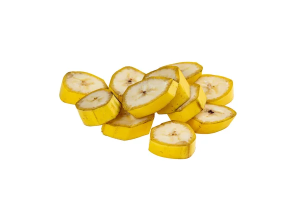 Sliced Banana Isolated White Background — Stockfoto
