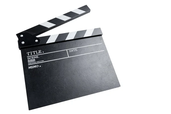 Black Clapper Board Isolated White Background — Zdjęcie stockowe