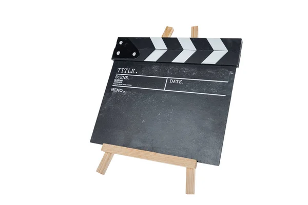 Black Clapper Board Isolated White Background — ストック写真