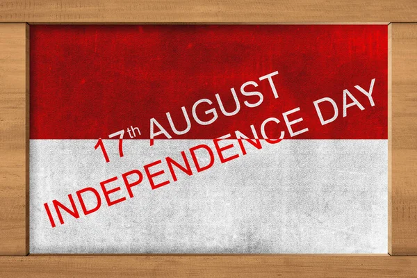 Small Chalkboard Indonesian Independence Day Message Red White Flag Background — Stock fotografie