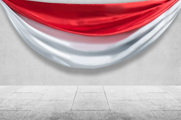 Pokój Białą Ścianą Czerwono Białą Flagą Tła Dzień Niepodległości Indonezji — Zdjęcie stockowe