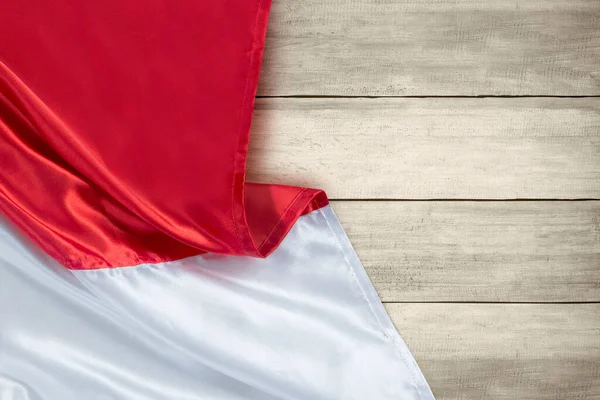 Rode Witte Vlag Met Houten Achtergrond Indonesische Onafhankelijkheidsdag — Stockfoto