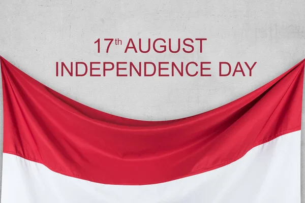 White Wall Indonesian Independence Day Message Red White Flag Background — 스톡 사진