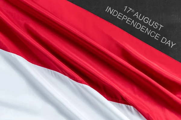 Black Wall Indonesian Independence Day Message Red White Flag Background — 图库照片