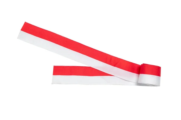 Ribbon Red White Color Indonesian Flag Isolated White Background — ストック写真